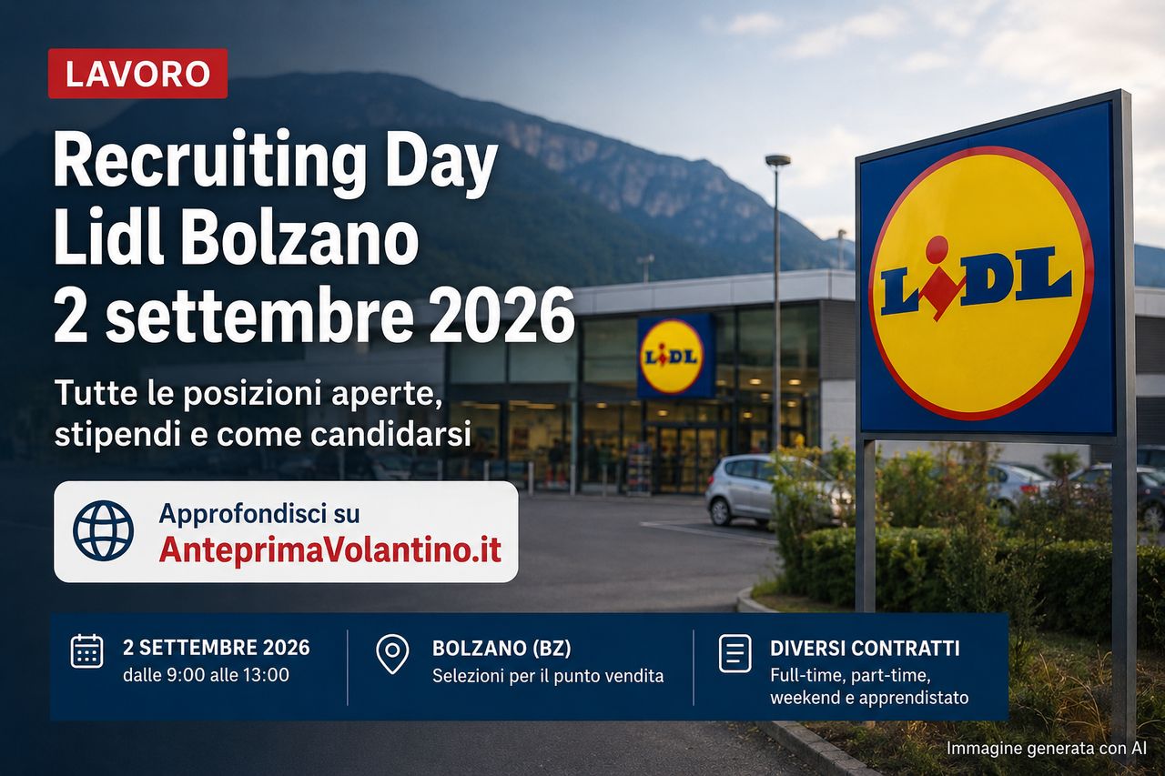 Recruiting Day Lidl Bolzano 2 settembre 2026, posti di lavoro e stipendi