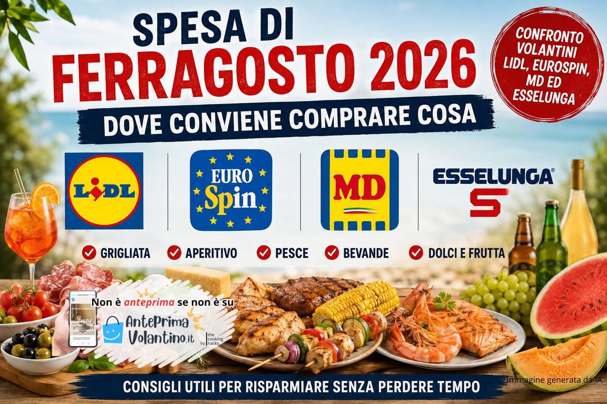 Spesa di Ferragosto 2026, cosa conviene comprare da Lidl, Eurospin, MD ed Esselunga
