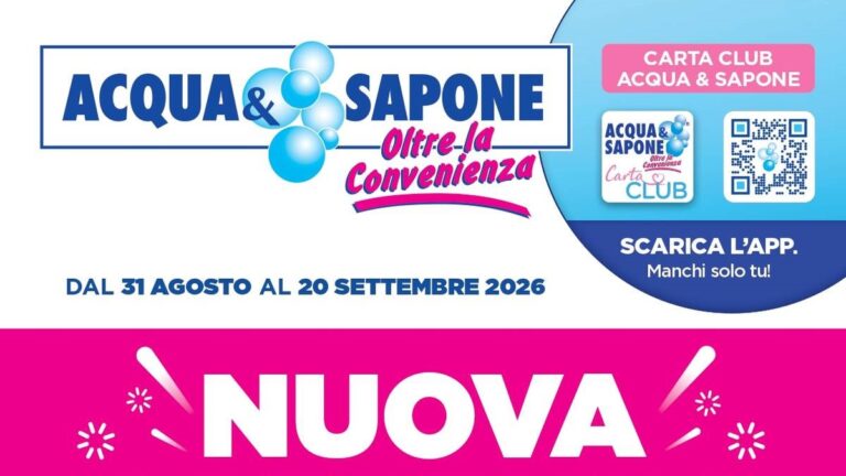 Volantino Acqua e Sapone Elmas dal 31 agosto 2026, nuova apertura con offerte e omaggi