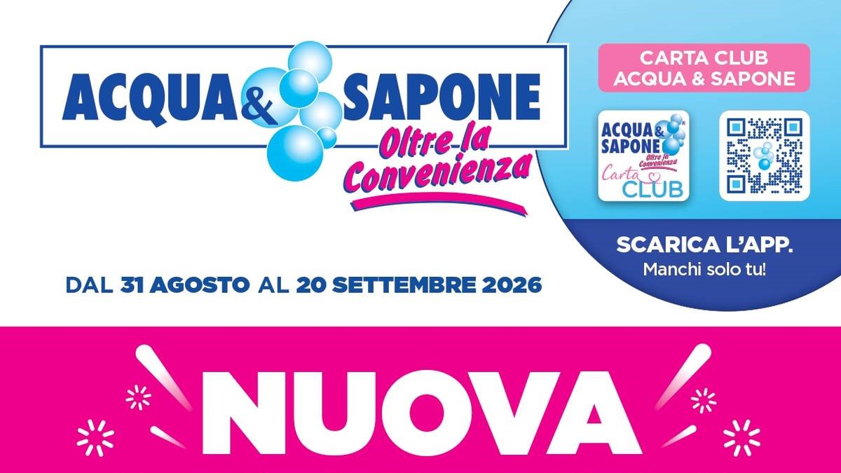Volantino Acqua e Sapone Elmas dal 31 agosto 2026, nuova apertura con offerte e omaggi