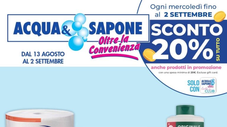 Volantino Acqua e Sapone Toscana e Umbria dal 13 agosto 2026