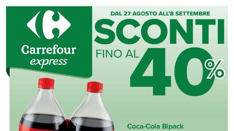 Volantino Carrefour Express dal 27 agosto 2026, sconti fino al 54% e spesa di fine estate