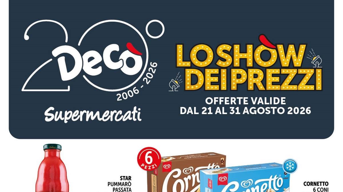 Volantino Decò dal 21 agosto 2026