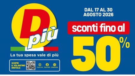 Volantino Dpiù dal 17 agosto 2026, sconti fino al 50% e offerte per il rientro