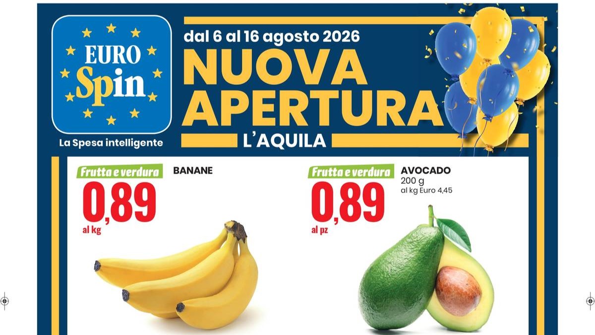 Volantino Eurospin Nuova apertura L'Aquila Pettino dal 6 agosto 2026