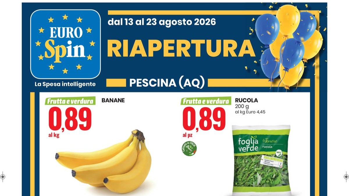 Volantino Eurospin Riapertura Pescina dal 13 agosto 2026