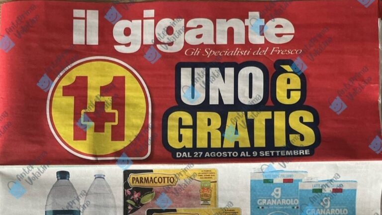 Volantino Il Gigante dal 27 agosto 2026, 1+1 gratis e raccolta Fila
