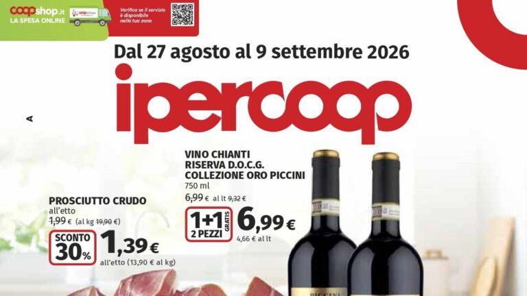 Volantino Ipercoop dal 27 agosto 2026, 1+1 e sconti fino al 50%