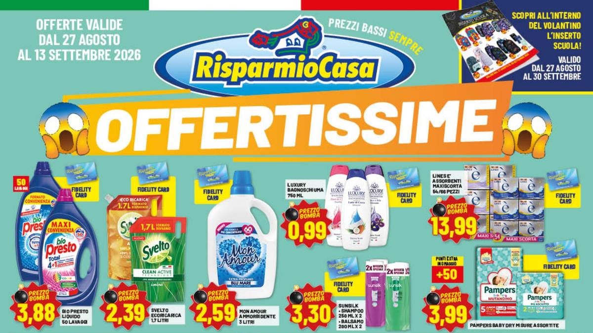 Volantino Risparmio Casa dal 27 agosto 2026, scuola e casa