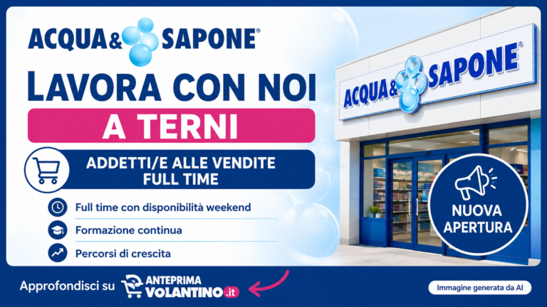 Acqua e Sapone lavora con noi a Terni, addetti vendita full time per la nuova apertura