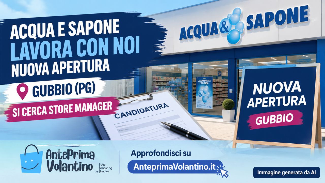 Acqua e Sapone lavora con noi in Umbria, si cerca personale per la nuova apertura di Gubbio