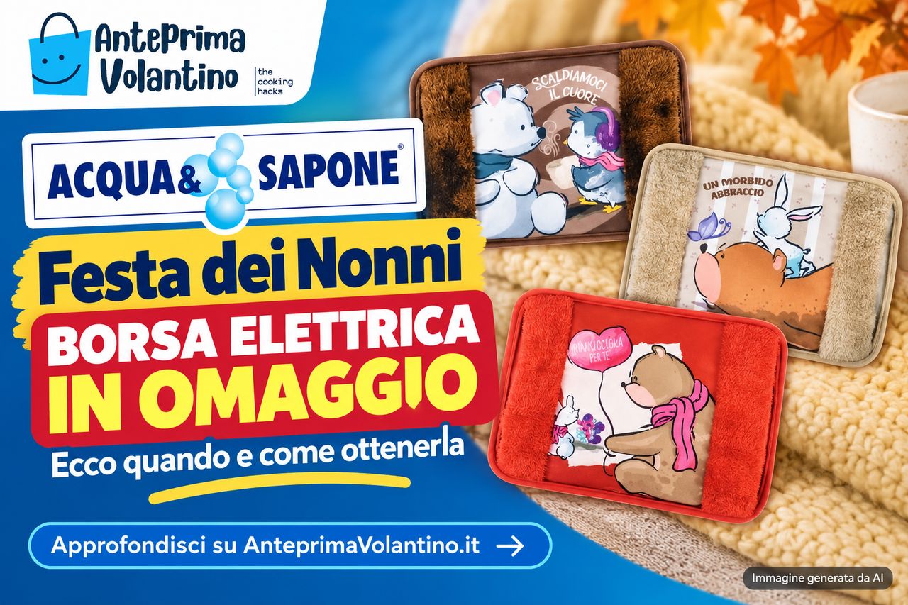 Acqua & Sapone Festa dei Nonni 2026, borsa dell’acqua calda elettrica in omaggio il 2 ottobre 2026