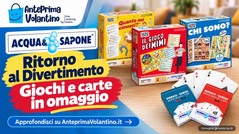 Acqua & Sapone Ritorno al Divertimento 2026, arrivano giochi da tavolo e carte in omaggio