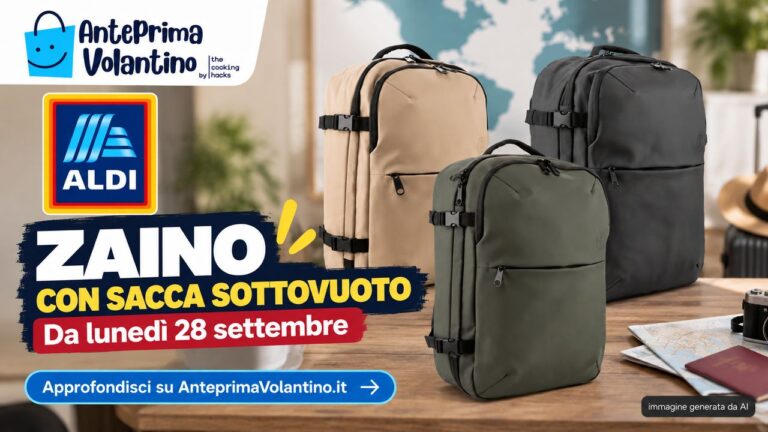 ALDI, zaino con sacca sottovuoto a meno di 15 euro dal 28 settembre 2026