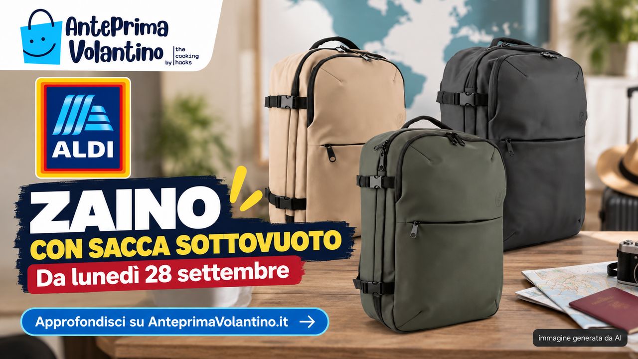 ALDI, zaino con sacca sottovuoto a meno di 15 euro dal 28 settembre 2026