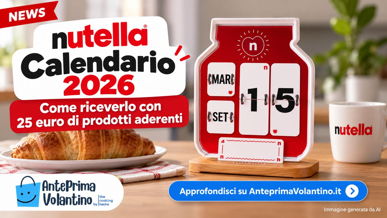 Calendario Nutella 2026, come riceverlo con 25 euro di prodotti aderenti