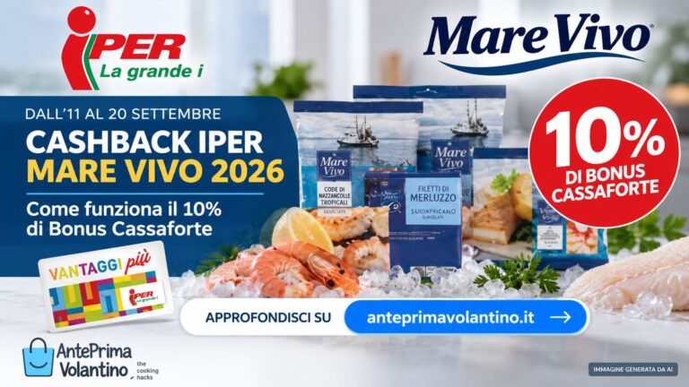 Cashback Iper Mare Vivo 2026, come funziona il 10% di Bonus Cassaforte