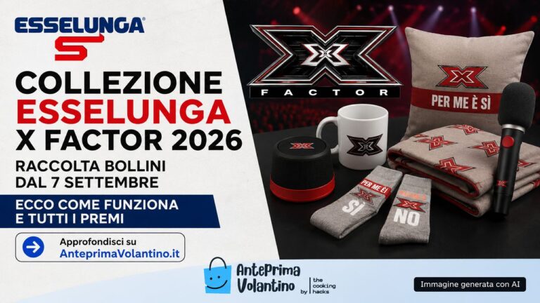 Collezione Esselunga X Factor 2026, al via la raccolta bollini e tutti i premi