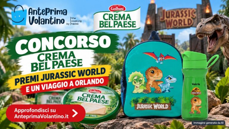 Concorso Crema Bel Paese 2026, premi Jurassic World e viaggio a Orlando