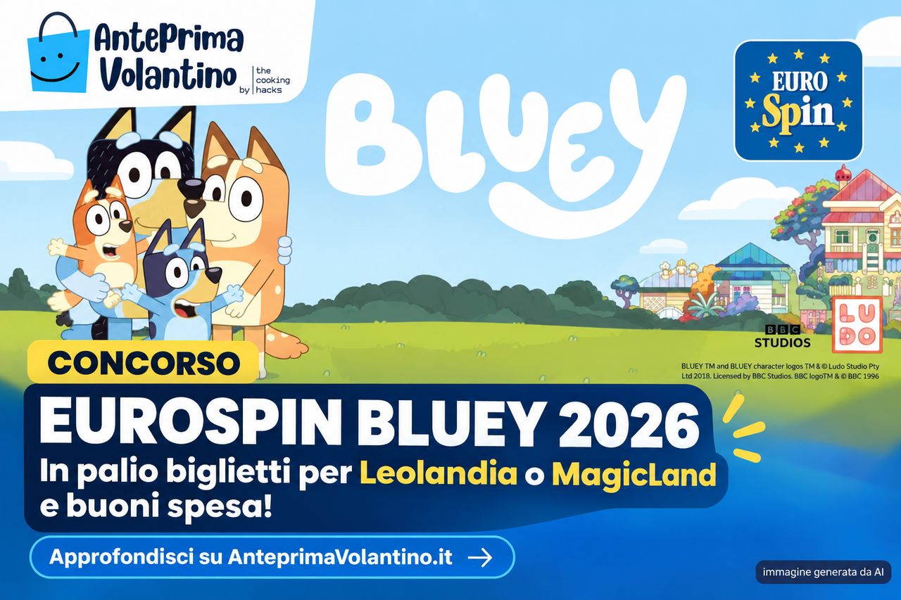 Concorso Eurospin Bluey 2026, come vincere biglietti per Leolandia e MagicLand