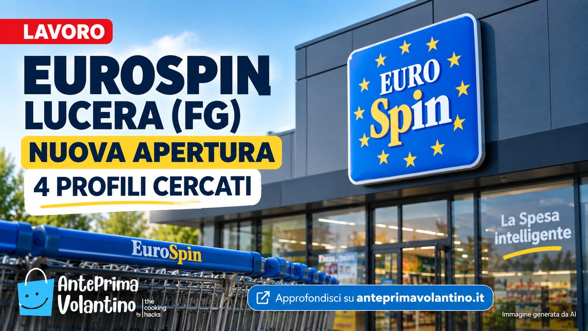 Eurospin Lucera, lavoro per la nuova apertura con quattro profili cercati