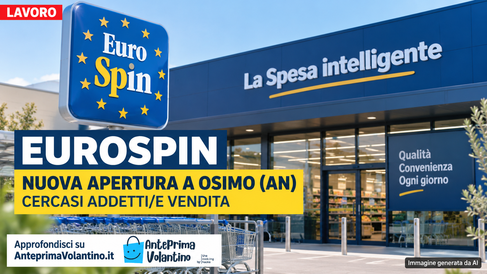 Eurospin lavoro Osimo per la nuova apertura, cercasi addetti vendita full time e part-time