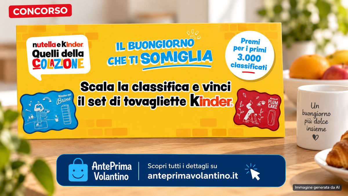 Ferrero Il Buongiorno che ti somiglia 2026, come vincere le tovagliette Kinder