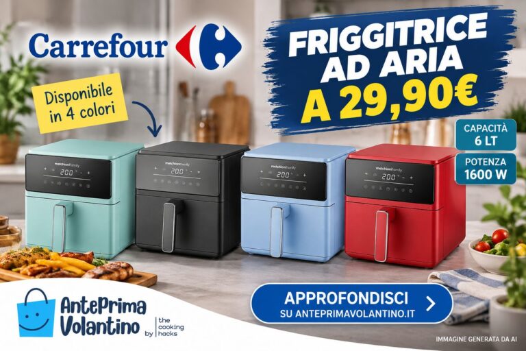 Friggitrice ad aria Melchioni a 29,90 euro da Carrefour, cosa offre il modello da 6 litri