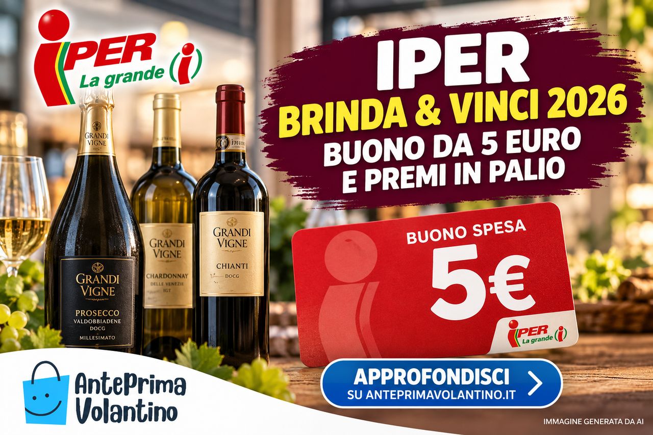 Iper Brinda & Vinci 2026, come avere il buono da 5 euro e partecipare al concorso