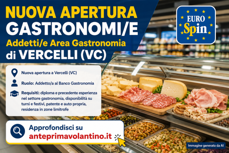 Lavoro Eurospin Vercelli, posti nella nuova apertura