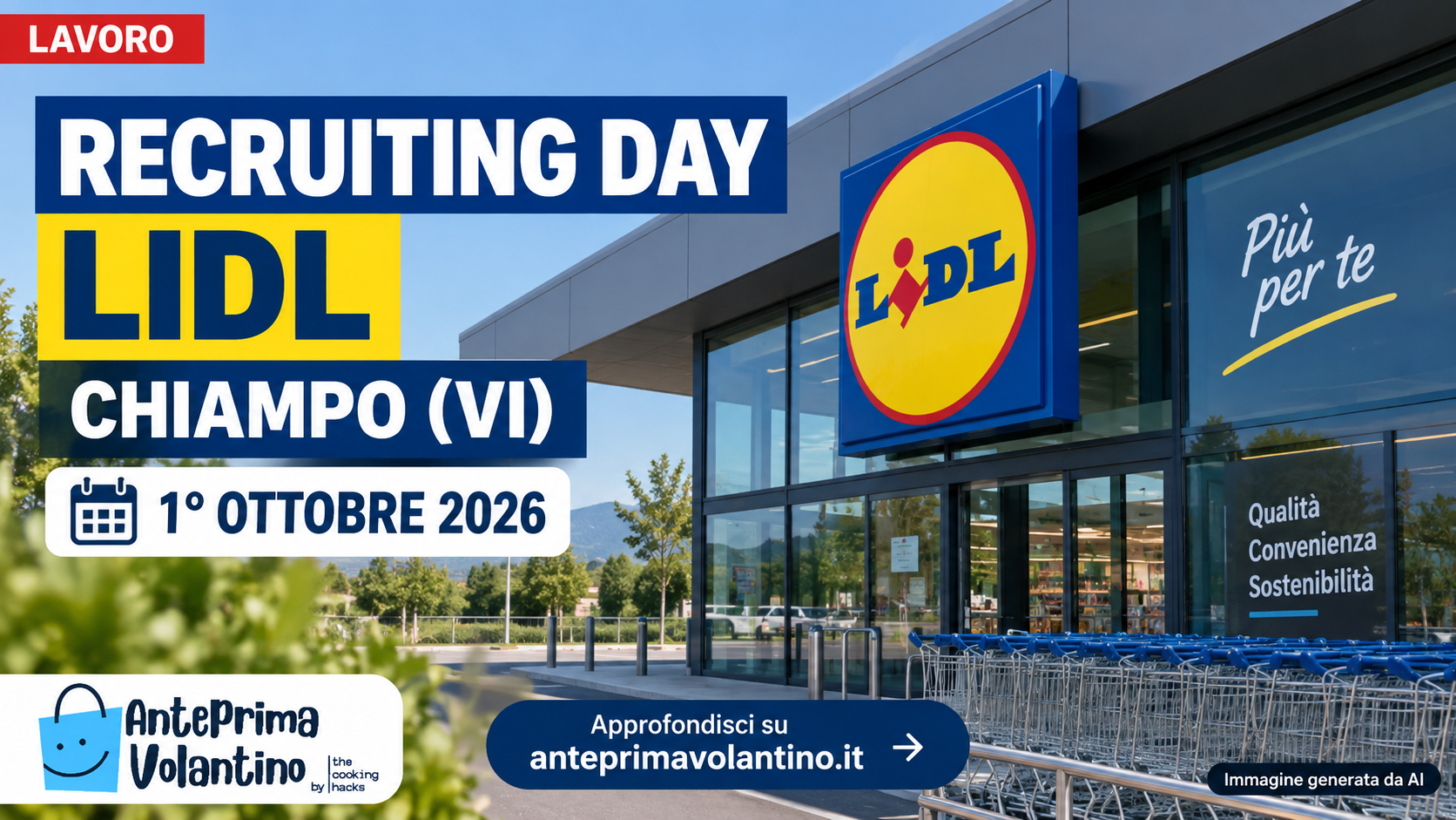 Recruiting Day Lidl Chiampo il 1 ottobre 2026, lavoro per 5 profili nel punto vendita