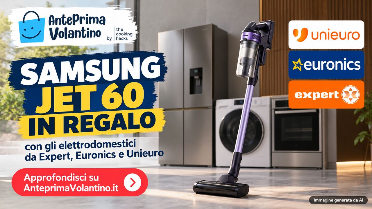 Samsung Jet 60 in regalo con gli elettrodomestici da Expert, Euronics e Unieuro
