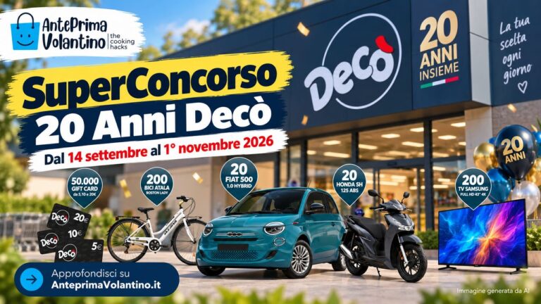 SuperConcorso 20 Anni Decò 2026, come partecipare e tutti i premi in palio