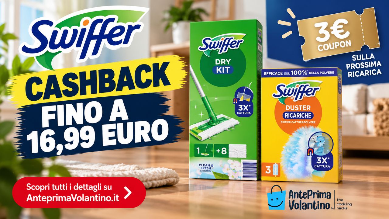 Swiffer rimborsa lo Starter Kit fino a 16,99 euro, come funziona il cashback