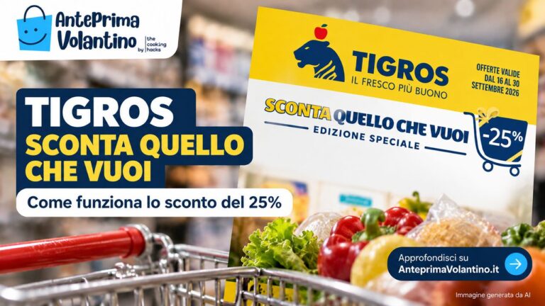 Tigros “Sconta quello che vuoi”, come funzionano i 3 sconti del 25%