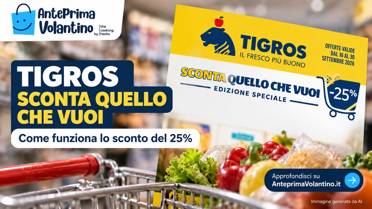 Tigros “Sconta quello che vuoi”, come funzionano i 3 sconti del 25%