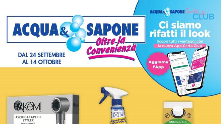 Volantino Acqua e Sapone dal 24 settembre 2026, skincare coreana, casa e prodotti Jolly