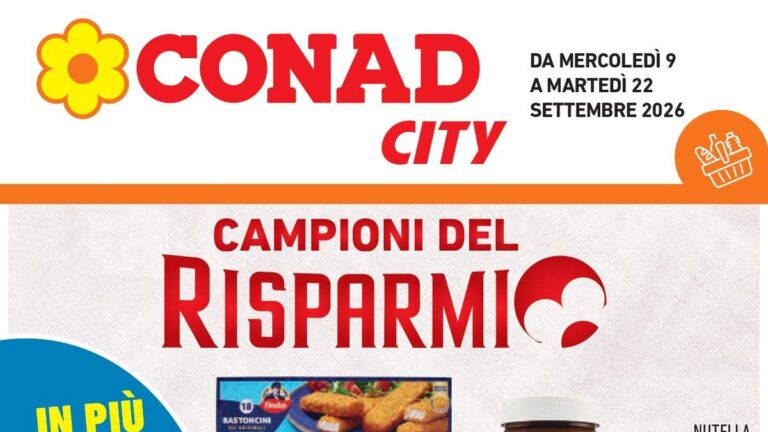Volantino Conad City dal 9 settembre 2026, offerte e 2x1