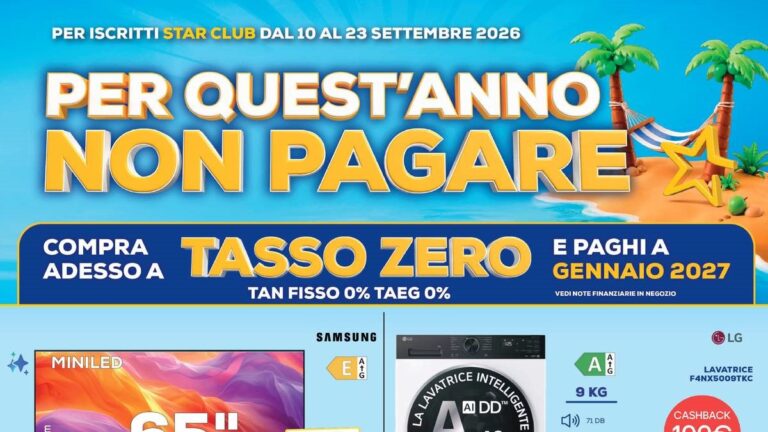 Volantino Euronics dal 10 settembre 2026