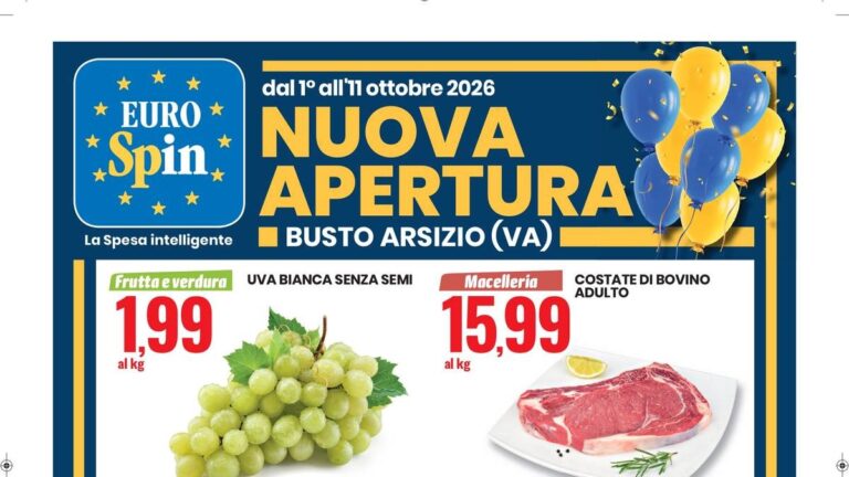 Volantino Eurospin nuova apertura a Busto Arsizio dal 1 ottobre 2026