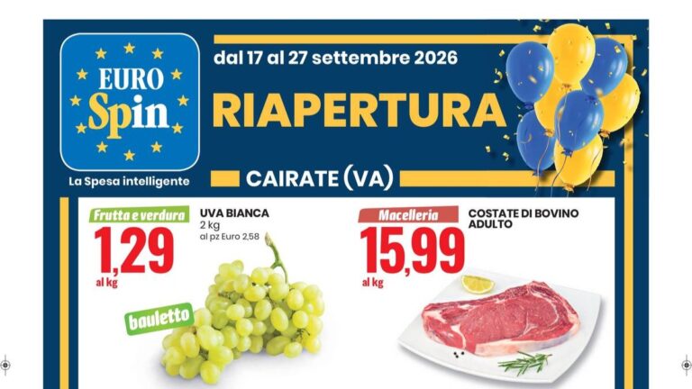 Volantino Eurospin dal 17 settembre 2026 riapertura a Cairate