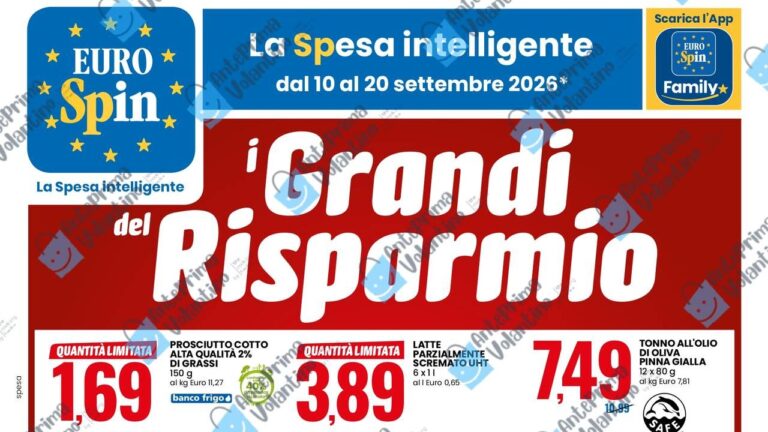 Volantino Eurospin dal 10 settembre 2026