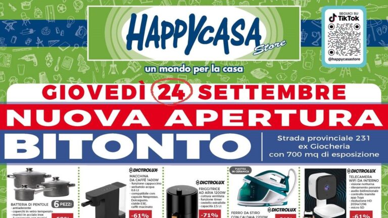 Volantino Happy Casa nuova apertura a Bitonto dal 24 settembre 2026