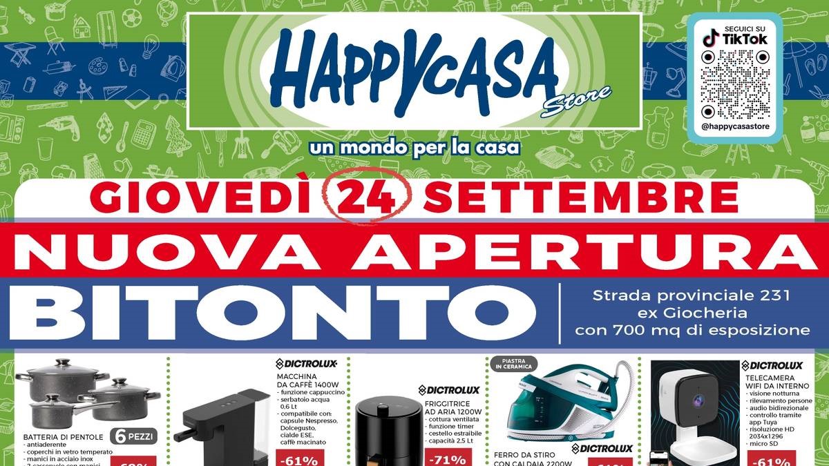 Volantino Happy Casa nuova apertura a Bitonto dal 24 settembre 2026