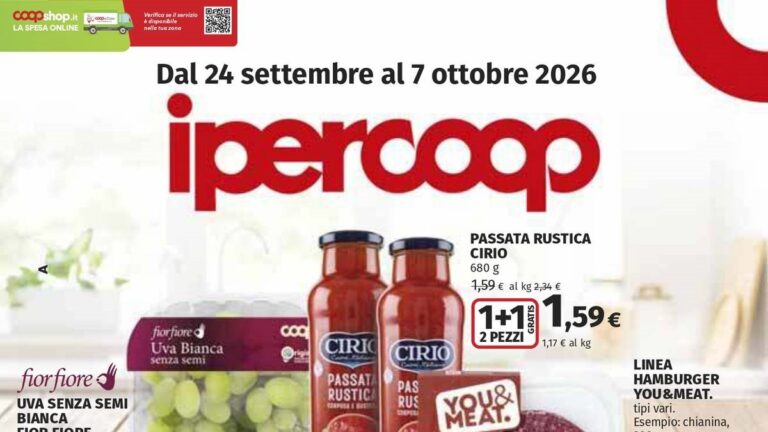 Volantino Ipercoop dal 24 settembre 2026 con 1+1, sconti Soci e offerte d’autunno