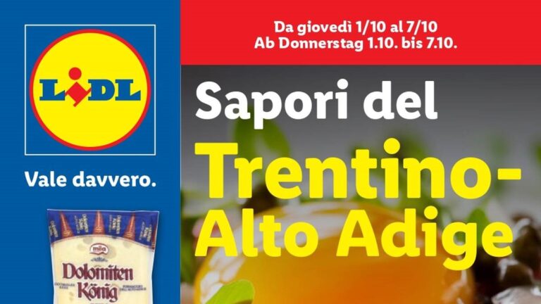 Volantino Lidl dal 1 ottobre 2026, i Sapori del Trentino-Alto Adige tra canederli, formaggi e specialità locali
