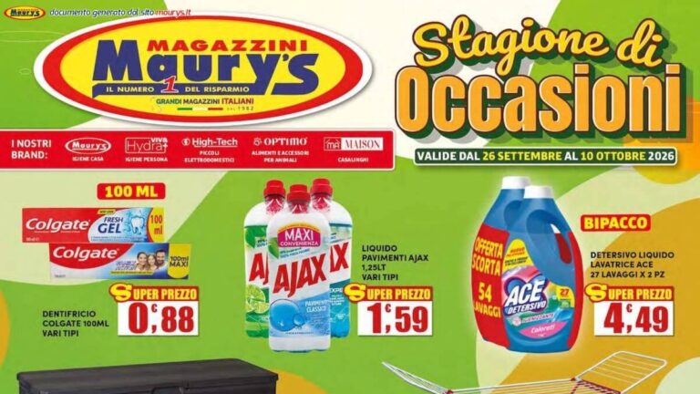 Volantino Maury's dal 26 settembre 2026