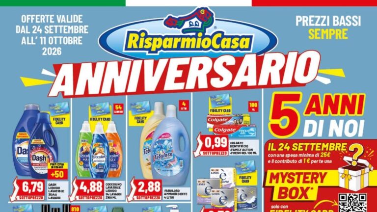 Volantino Risparmio Casa dal 24 settembre 2026 per i 5 anni dell’insegna