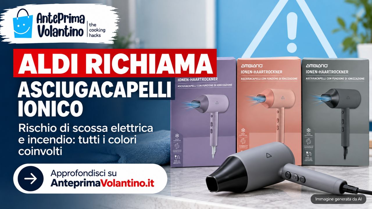 ALDI richiama l'asciugacapelli ionico per rischio di scossa elettrica e incendio, come ottenere il rimborso