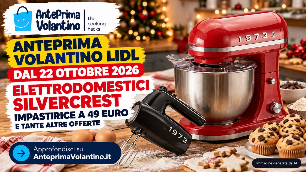 Anteprima volantino Lidl dal 22 ottobre 2026, arriva l'impastatrice Silvercrest a 49 euro e altri elettrodomestici